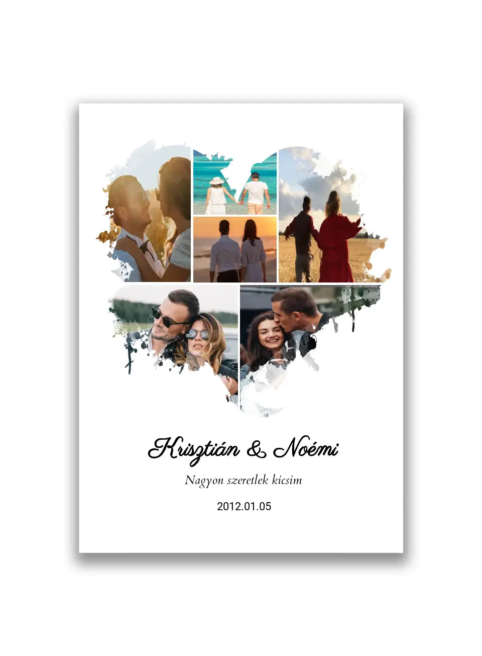 Szív alakú fotókollázs 6 képpel