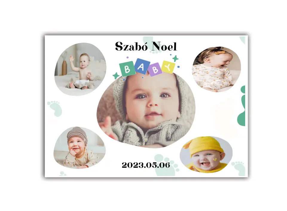 Baba buborék kollázs 5 képpel/ 3 választható háttér színnel