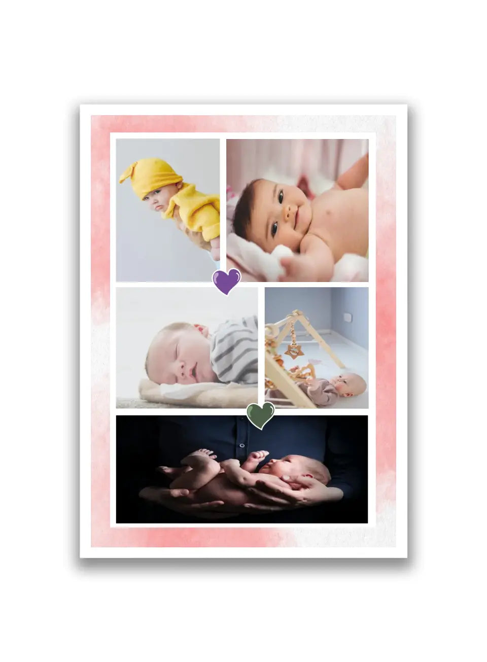 Baba fotókollázs 5 képpel. Választható fiú/lány háttér