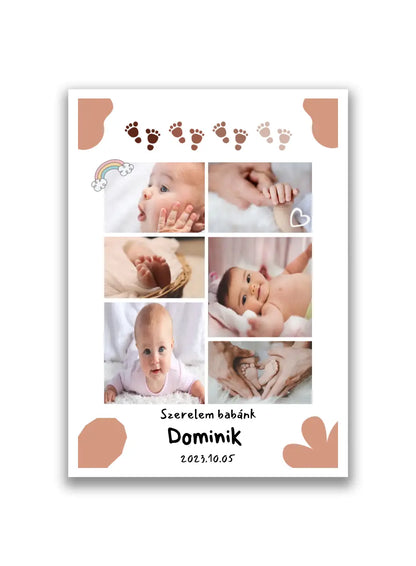 Baba fotókollázs 6 fényképpel No2 Választható háttér szín fiú/lány