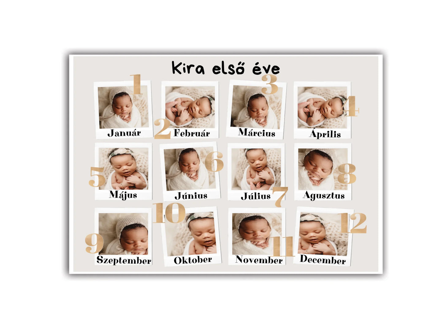 Első évem baba fotókollázs 10 fényképpel