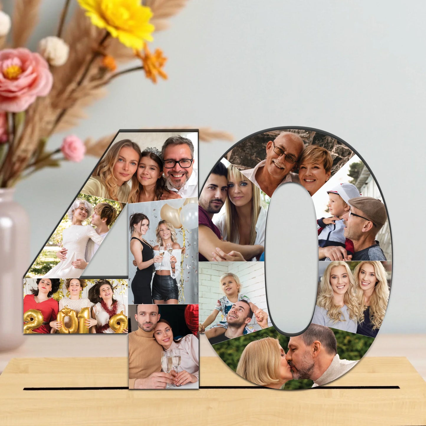 születésnapi fa asztali dísz fotó kollázs juhar