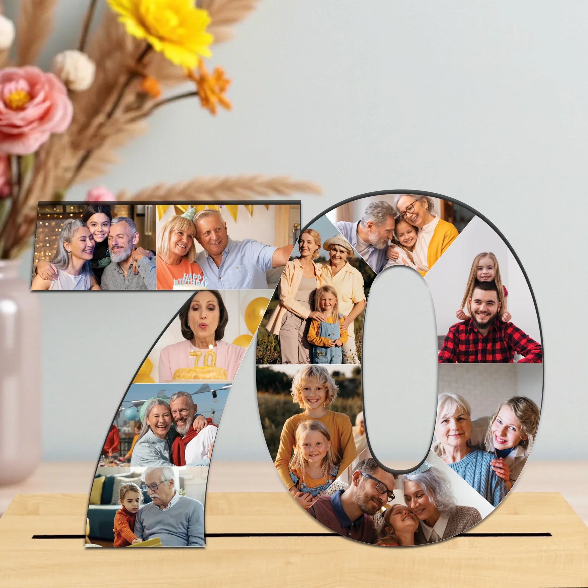 születésnapi fa asztali dísz fotó kollázs juhar