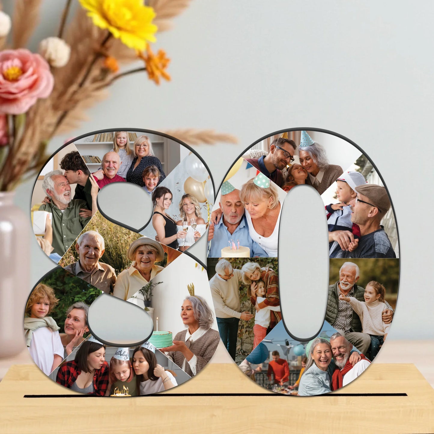 születésnapi fa asztali dísz fotó kollázs juhar