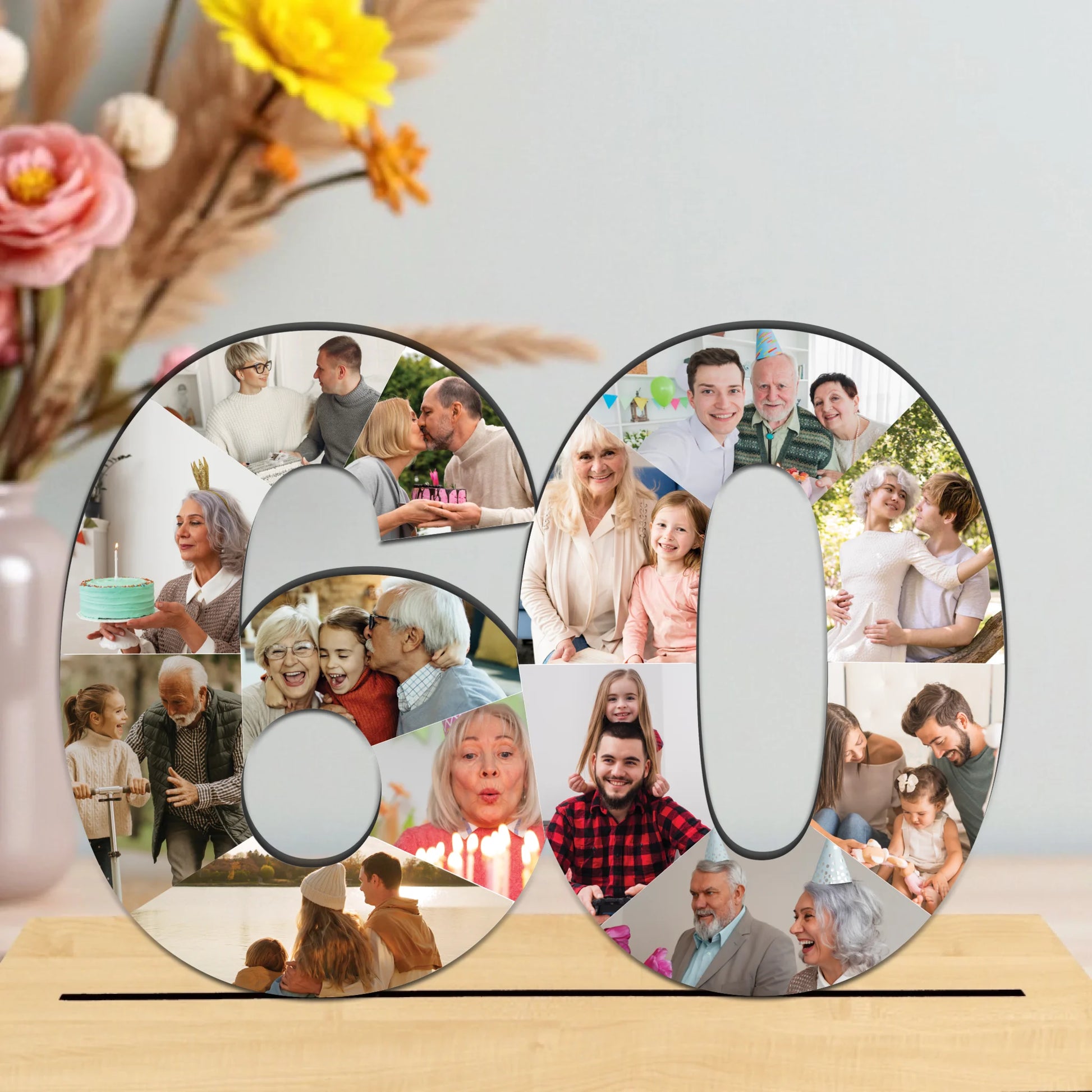 születésnapi fa asztali dísz fotó kollázs juhar