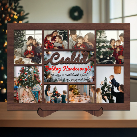 Családi Személyre szabható karácsonyi asztali dísz