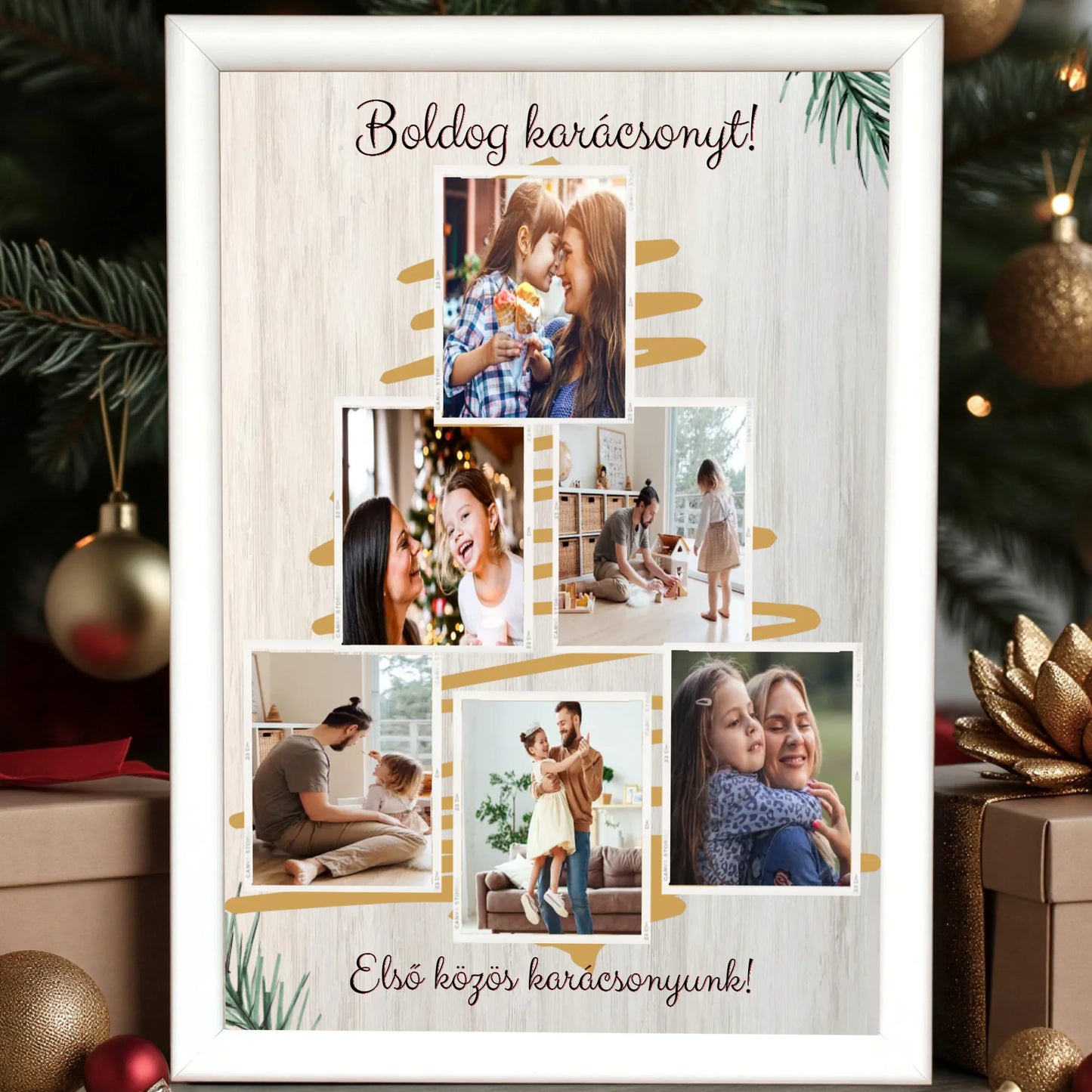 fehér keret karácsonyi nagyit