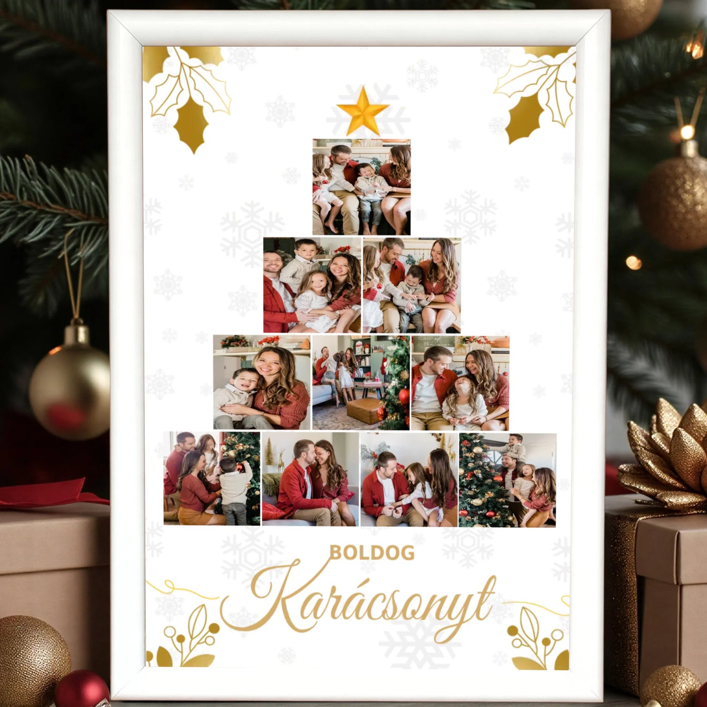 fehér keret karácsonyi nagyit