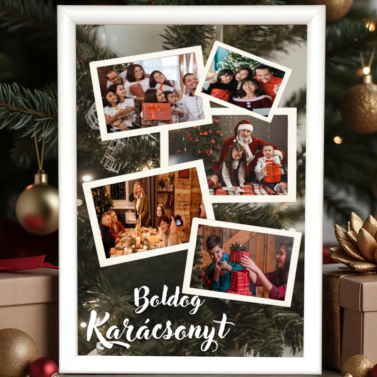 fehér keret karácsonyi nagyit
