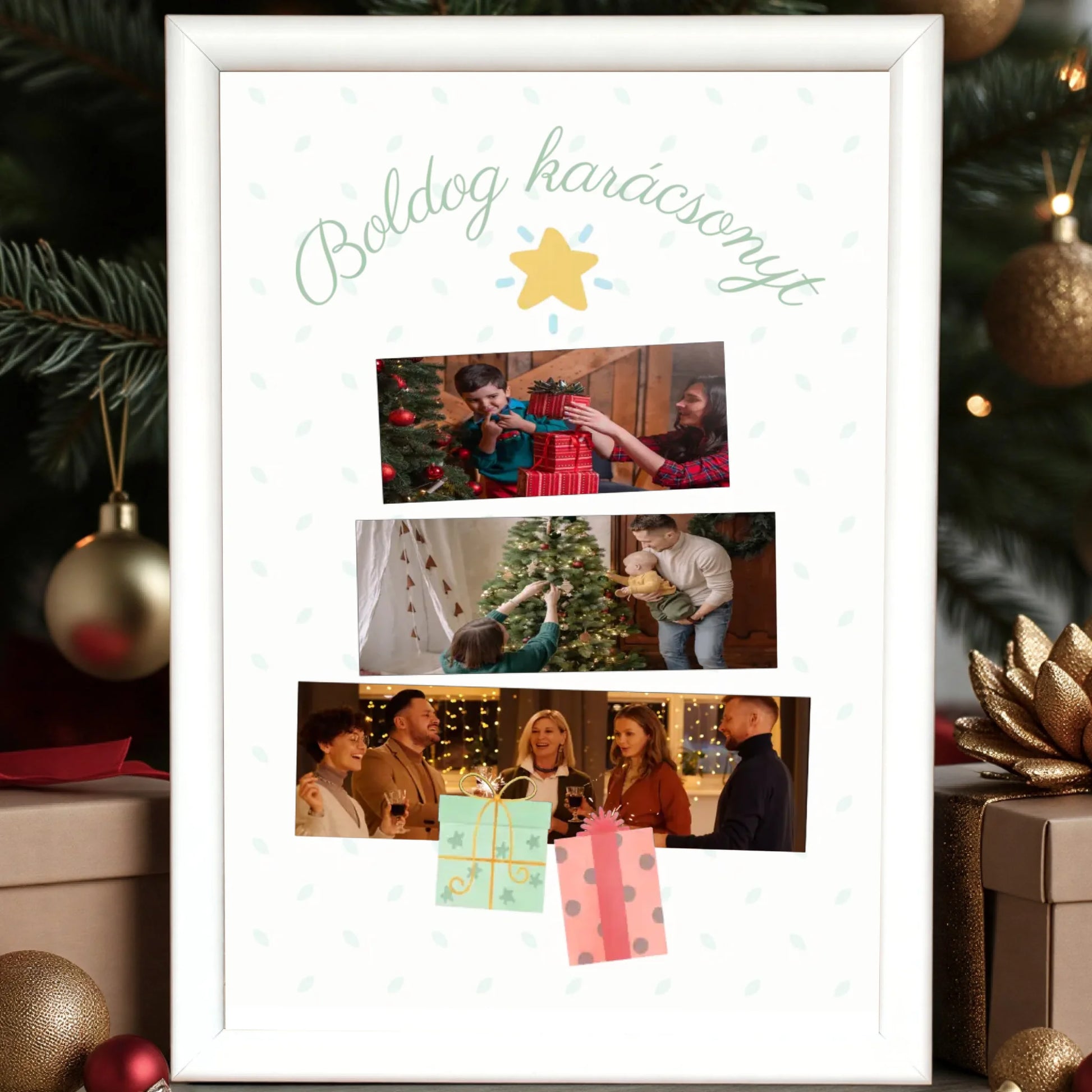 fehér keret karácsonyi nagyit