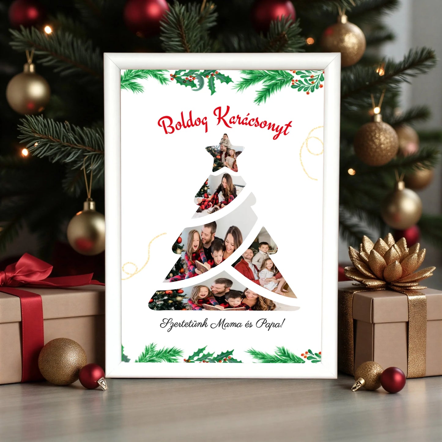 fehér keret karácsonyi