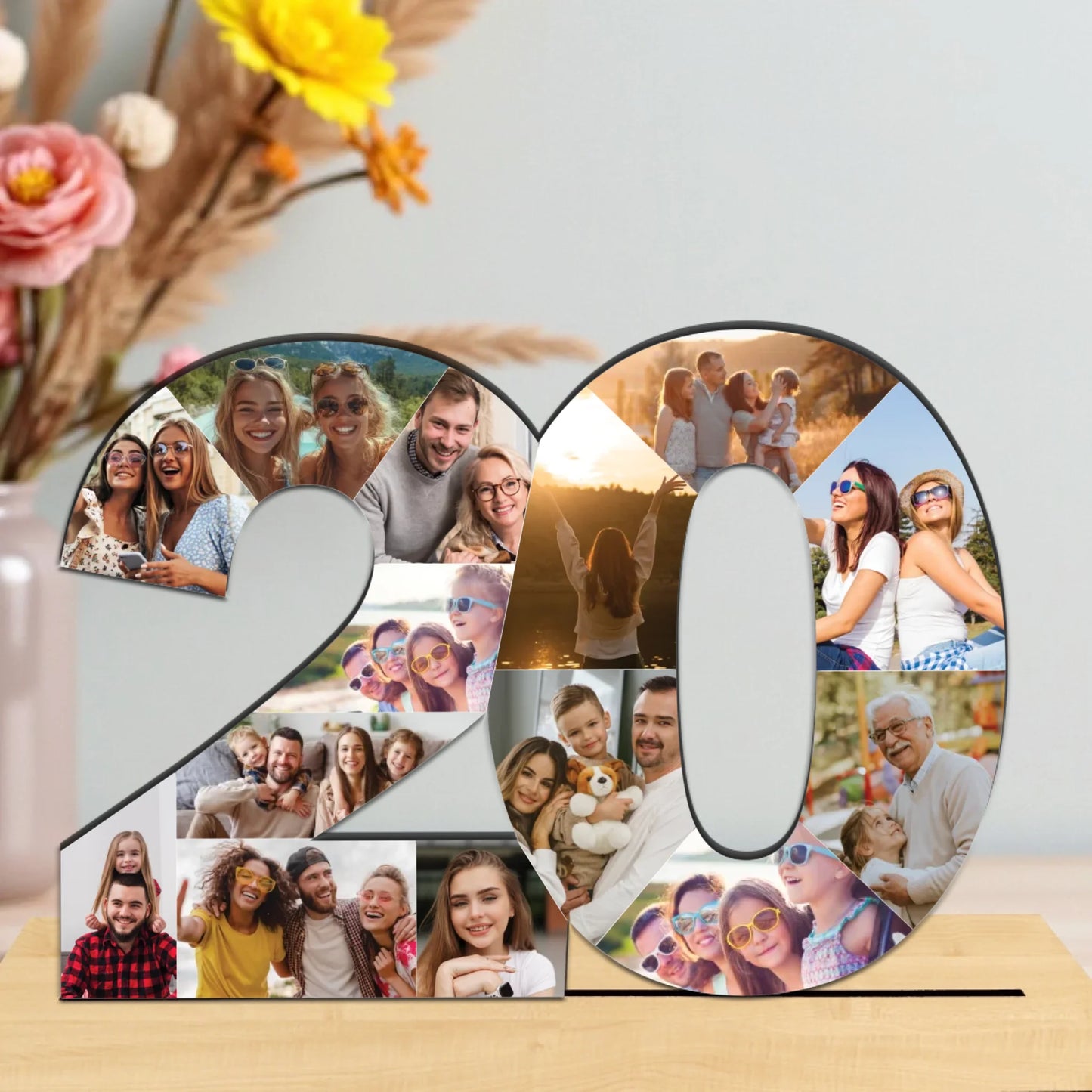 születésnapi fa asztali dísz fotó kollázs juhar