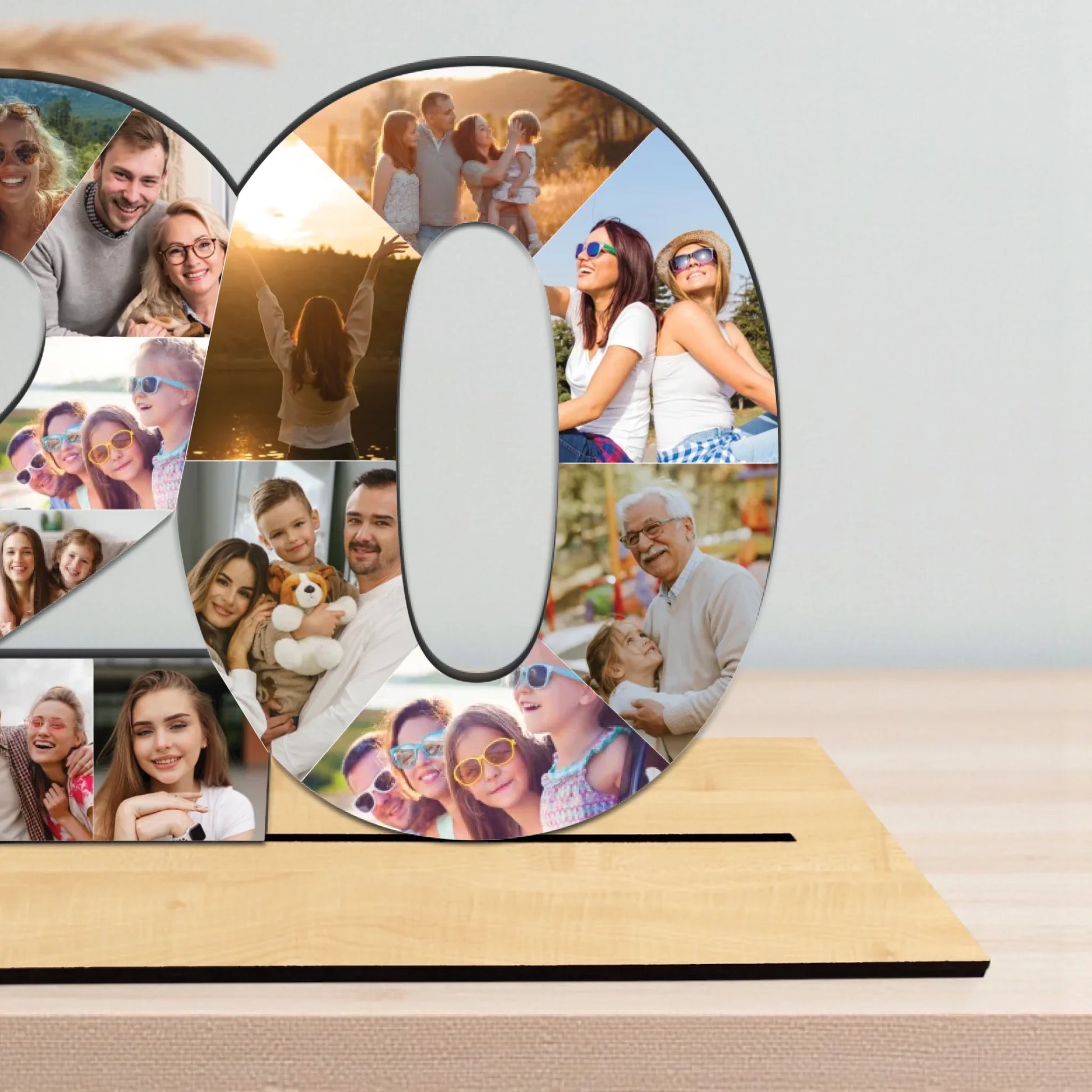 Születésnapi évszámos asztali dísz fotókollázs