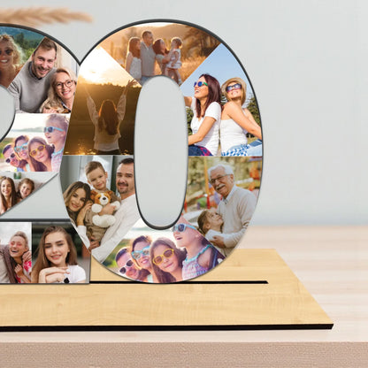 Születésnapi évszámos asztali dísz fotókollázs