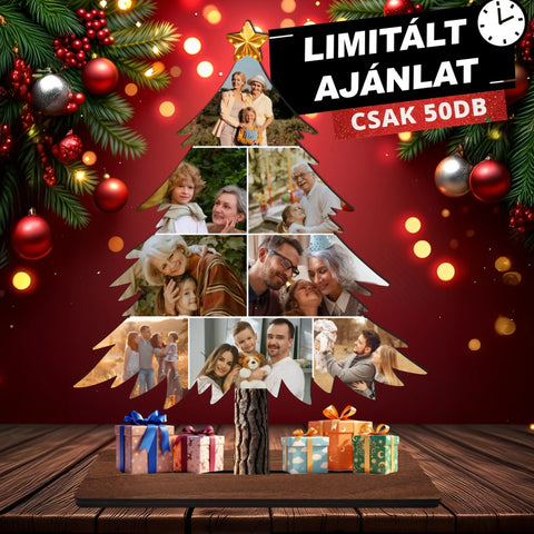 Emlékfa – Egyedi Fából Készűlt Családi Fotó Kollázs Karácsonyra