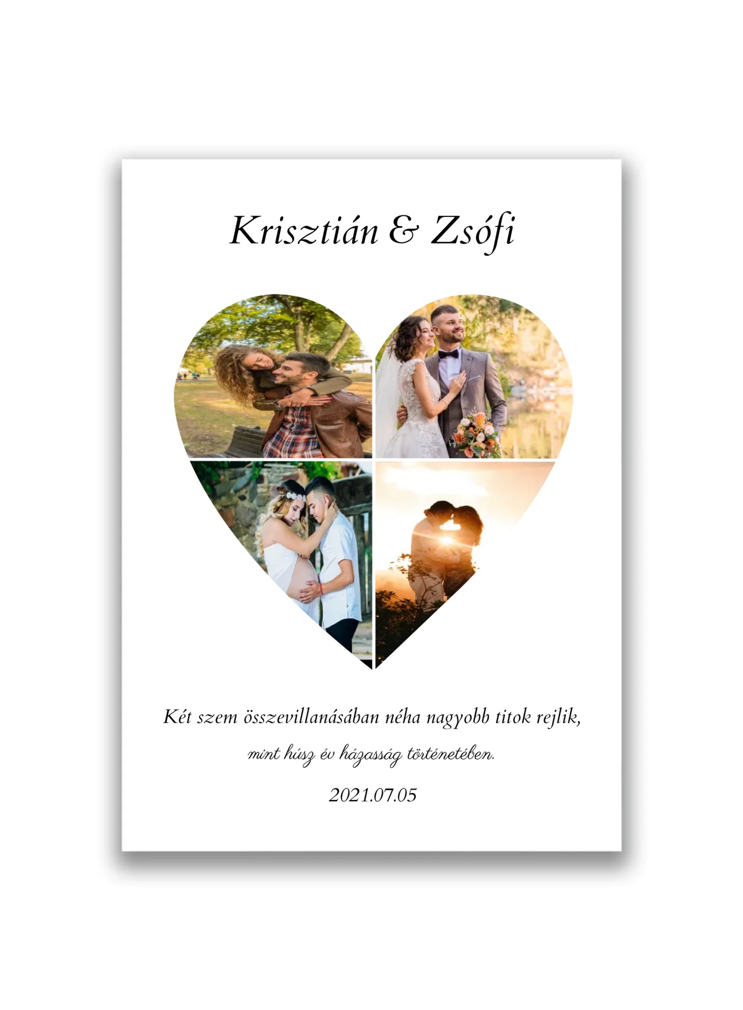 Szív alakú fotókollázs 4 képpel
